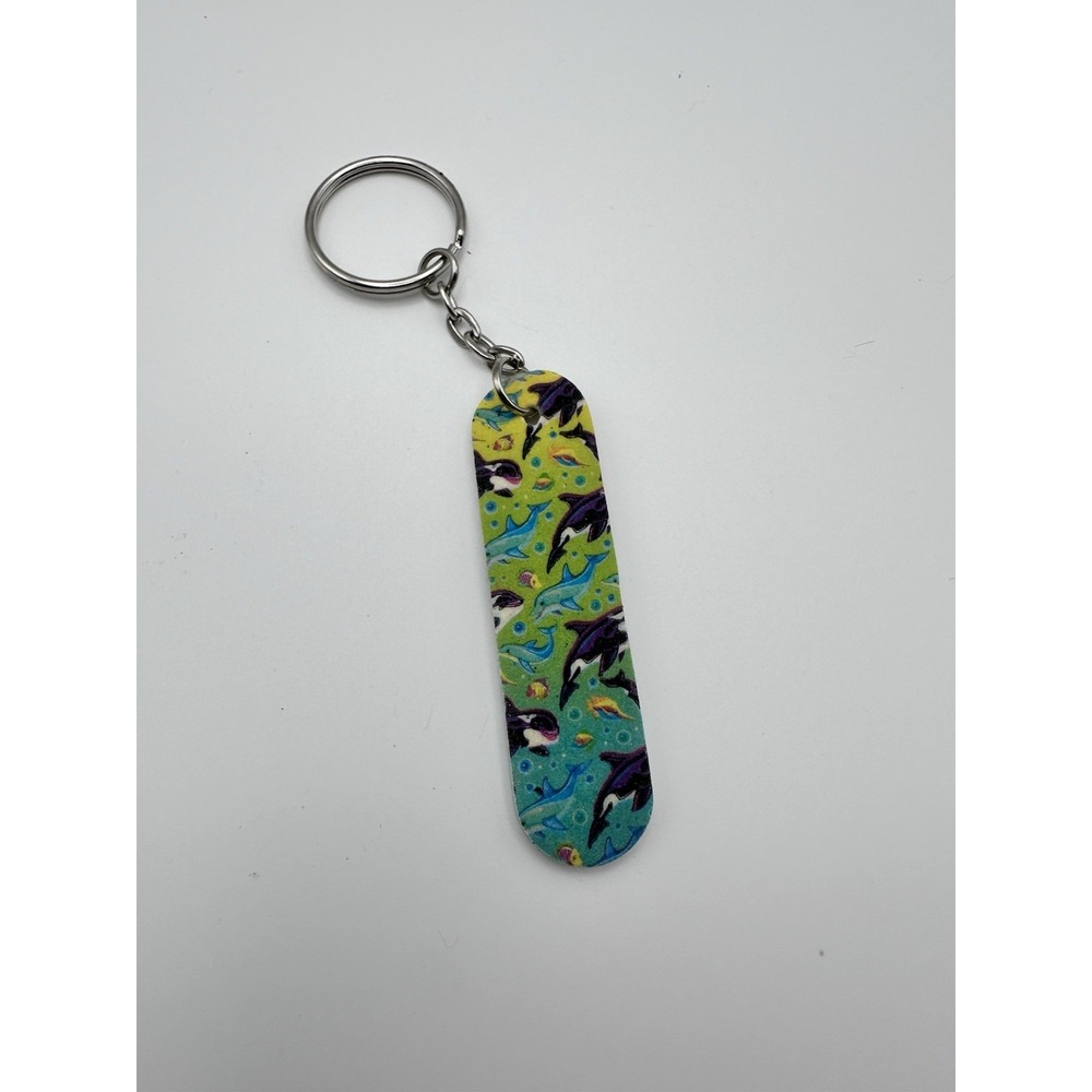 Vintage Lisa Frank Mini 2.5" Nail File Keychain Whale Dolphin Ocean